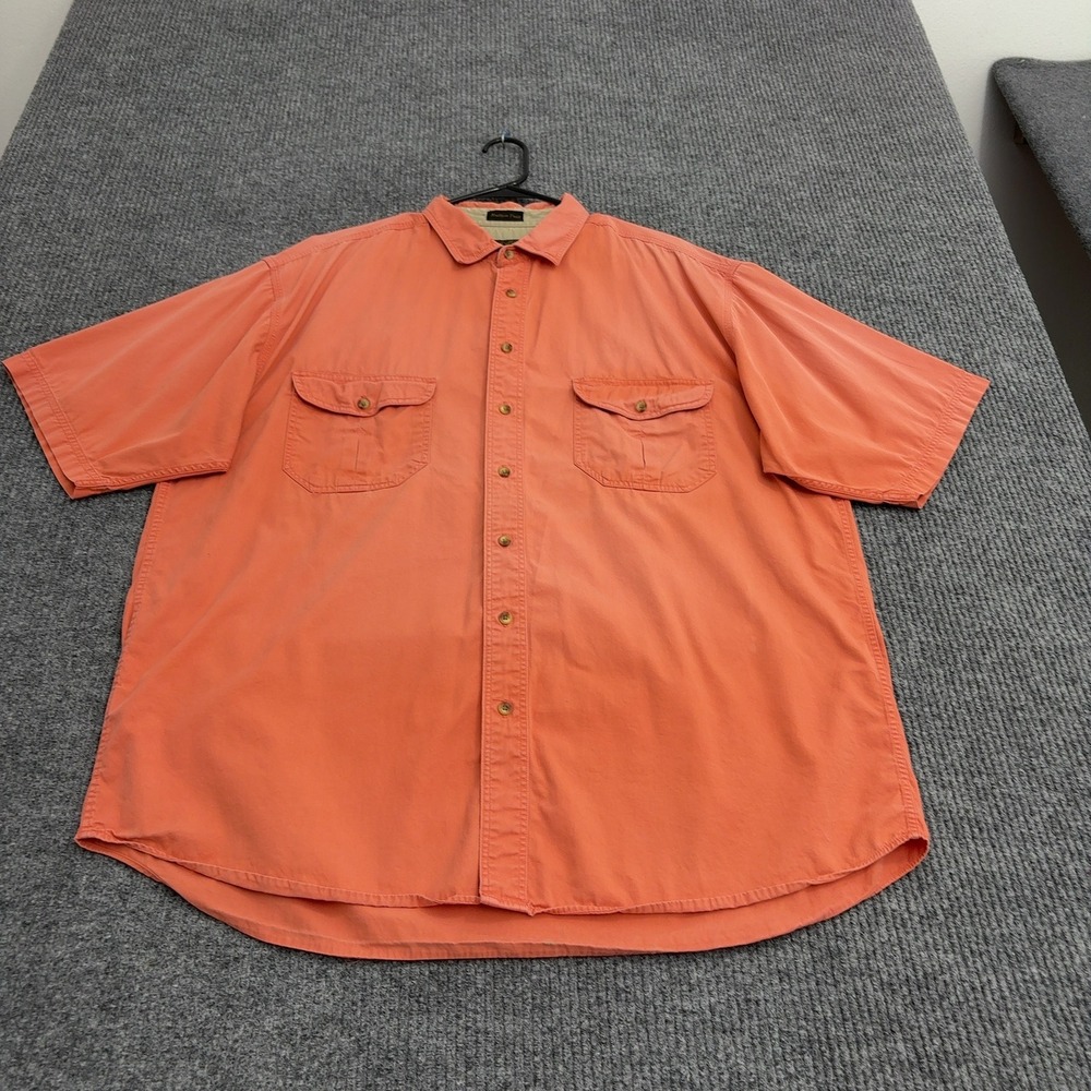 Eddie Bauer Shirt Mens XXL Orange Cotton Short Sleeve Button Down Casual Outdoor